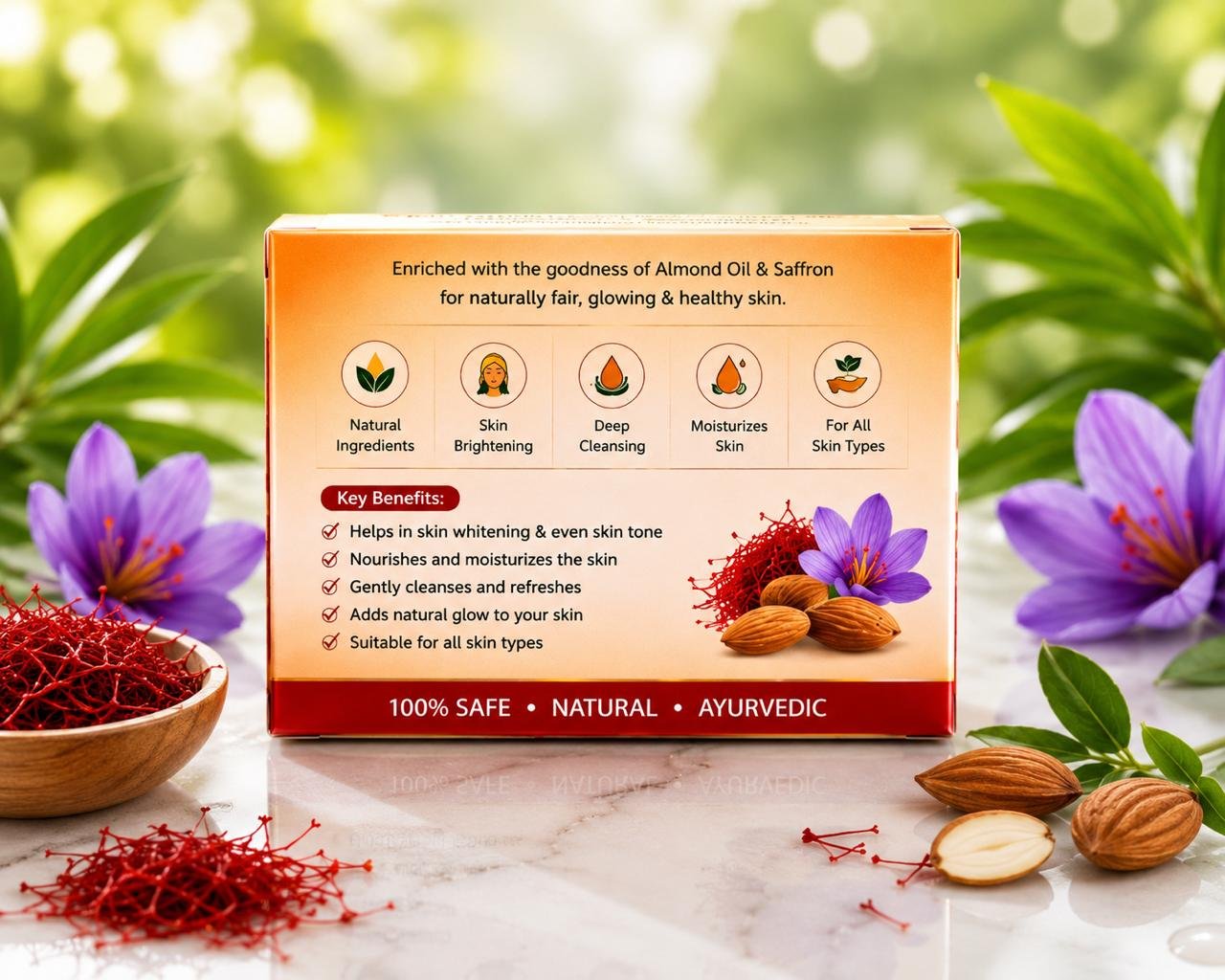 Almond Saffron Herbal Soap - Image 4