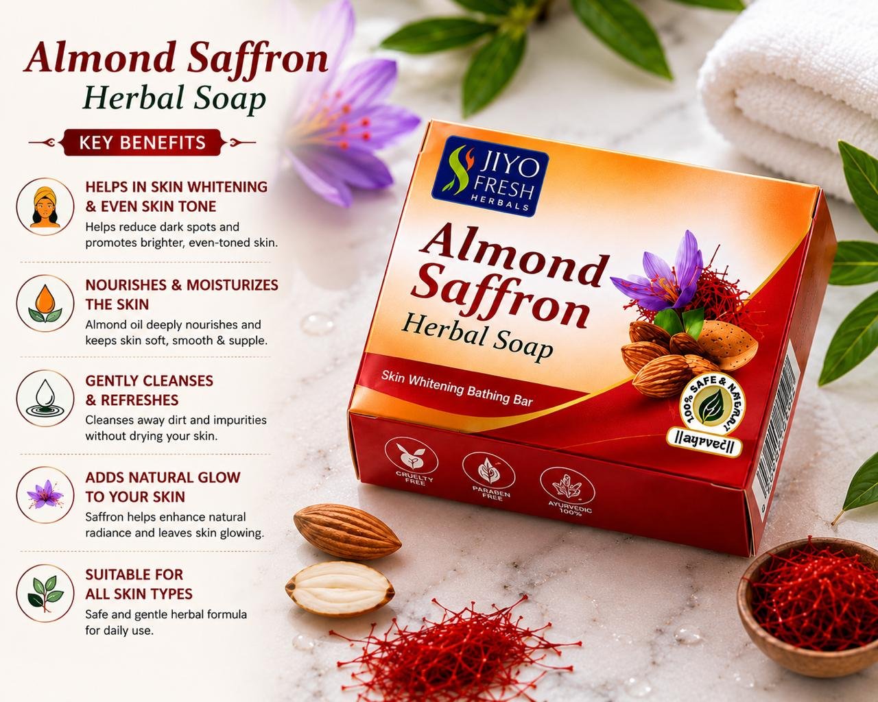 Almond Saffron Herbal Soap - Image 5